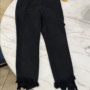 Cello Black Fringed Ankle Jeans